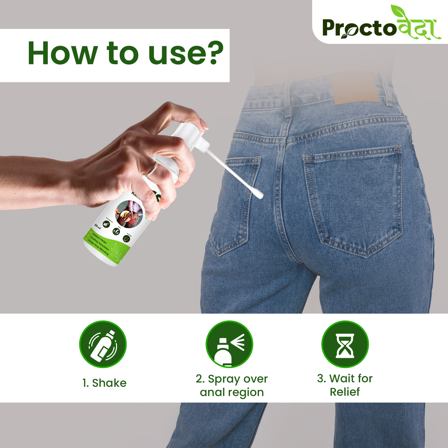 Proctoveda 100% Ayurvedic Piles Relief Spray - Instant Relief