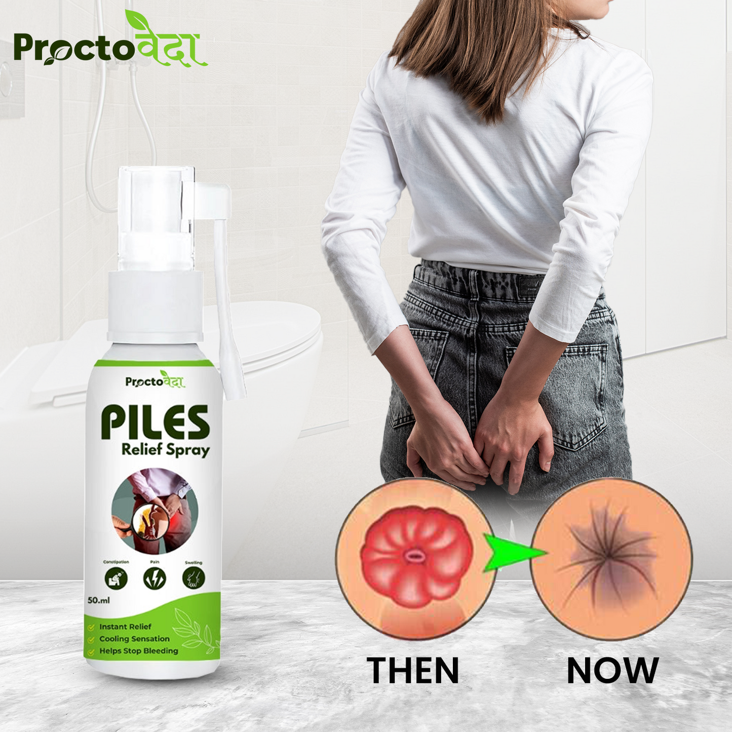 Proctoveda 100% Ayurvedic Piles Relief Spray - Instant Relief